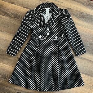 BONNIE Jean Black & White Polka Dot Coat Size 10